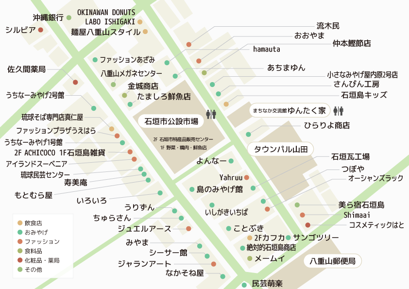 ユーグレナモール詳細地図 ユーグレナモール 石垣島 日本最南端のアーケード商店街